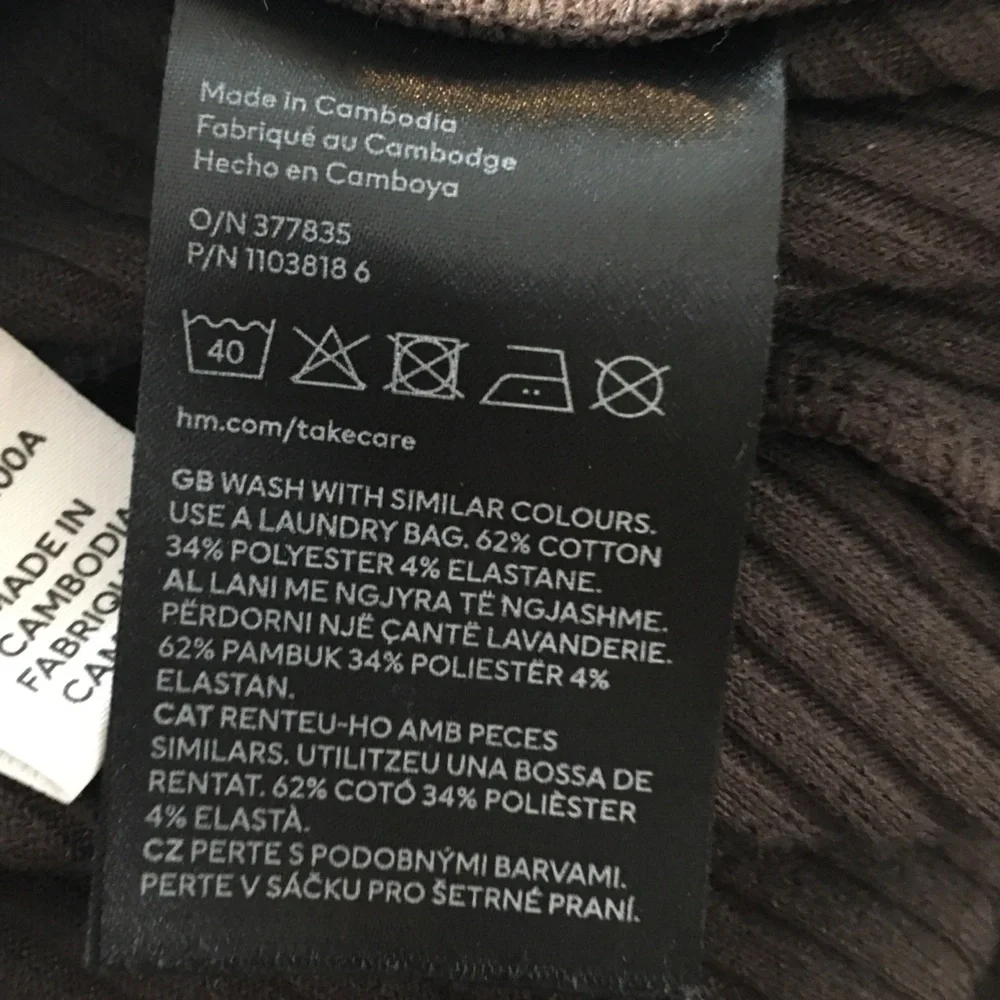 H&M Ribbed Straight Leg Stretch Pants XL Brown Pull On Style - Picture 4 of 4